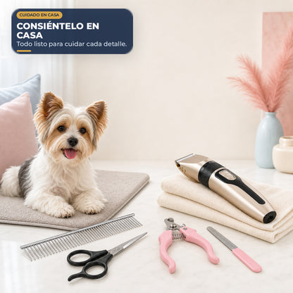 Kit de peluquería para mascotas — rutina de cuidado completa