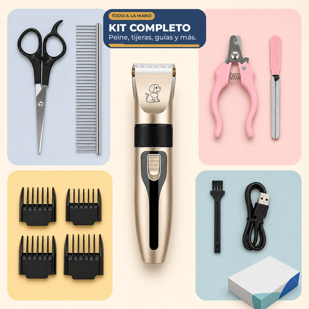 Kit de peluquería para mascotas — accesorios para cada paso