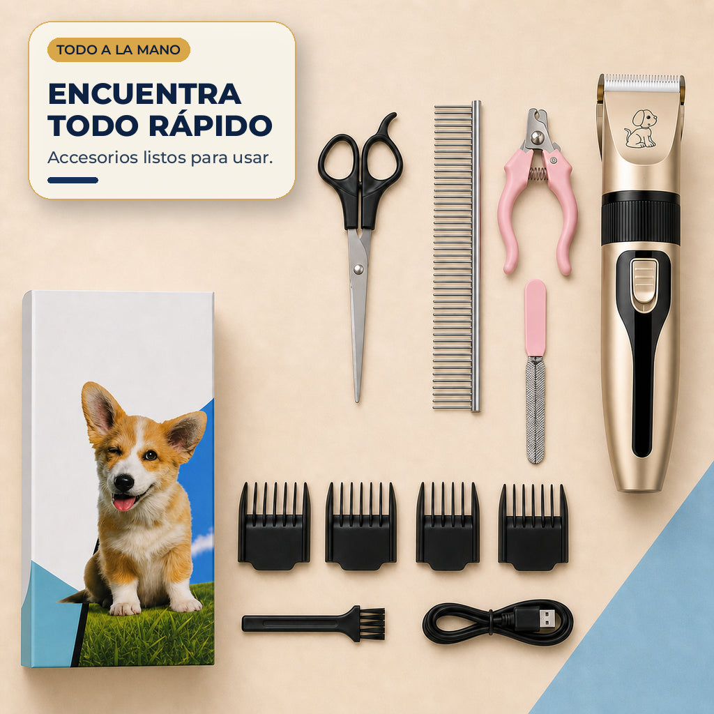 Kit de peluquería para mascotas — todo en orden